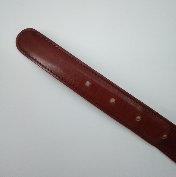 Rare Vintage DOONEY & BOURKE Red Brown Leather Belt Wellington Calf 36 Gold - Picture 8 of 9
